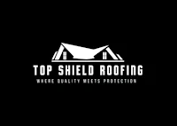 top shield roofing logo on a black background